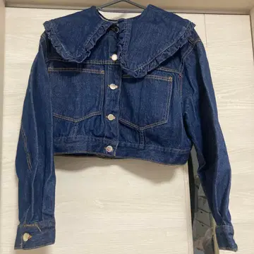 택 포함 새상품 ZARA 프릴 데님 자켓 XS 다크 네이비