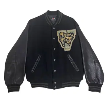 VAN  80s 바시티 자켓 풋볼 와펜 블랙 M 레어