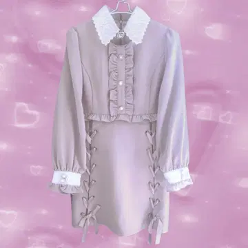 로지타 옷깃 레이스와 비쥬 원피스 F