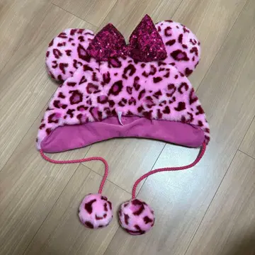 레오파드 무늬 팬 캡 핑크