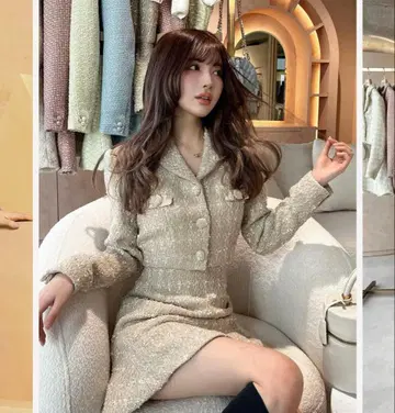 Darich 스프링 트위드 컴팩트 자켓 스커트 셋업