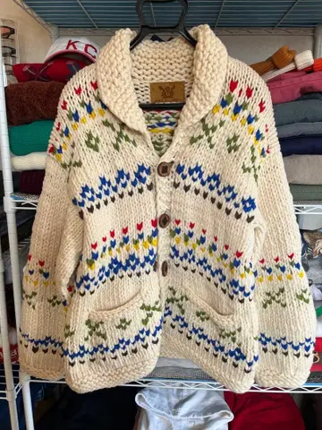 레어 빈티지 본격 캐나다제 카우친 스웨터 희귀 패턴 구제 의류