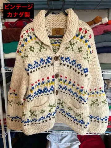 레어 빈티지 본격 캐나다제 카우친 스웨터 희귀 패턴 구제 의류
