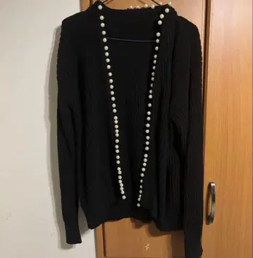 블랙 리브 가디건 펄