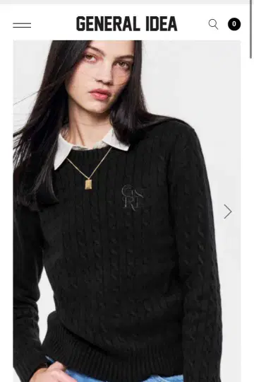 GENERAL IDEA 블랙 케이블 니트 S
