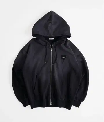 하트 로고 풀 지퍼 후디 블랙