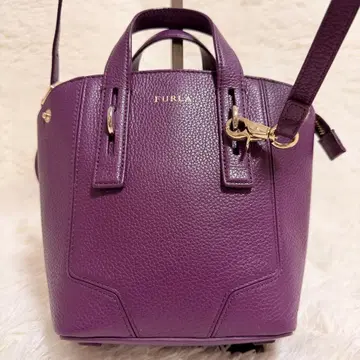 컨디션 최상 FURLA 숄더백 가죽 2way 퍼플 핸드백
