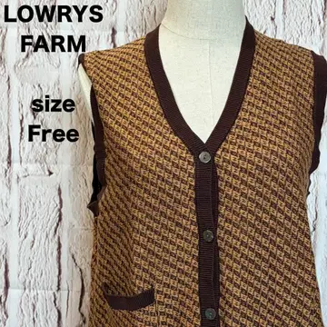 LOWRYS FARM 로리즈팜 체크 무늬 올 패턴 니트 베스트 새상품급