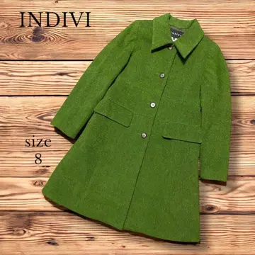 [ INDIVI ] 그린 울 피코트 사이즈 8 알파카 혼방