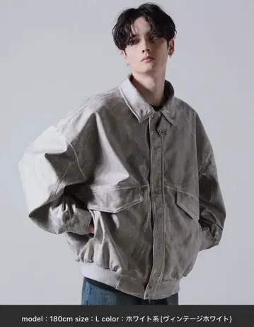 CLEL 하이 빈티지 디자인 인조 가죽 블루종