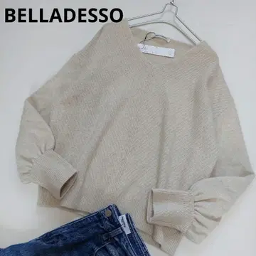 택 포함 새상품 BELLADESSO 폭스 울 니트 40 일본제
