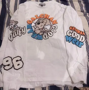 갈피 GALFY 긴팔 티셔츠 자수 화이트 중형견 트레이닝복