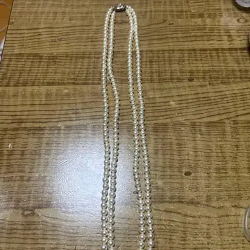 펄 롱 목걸이 2연 실버 진주