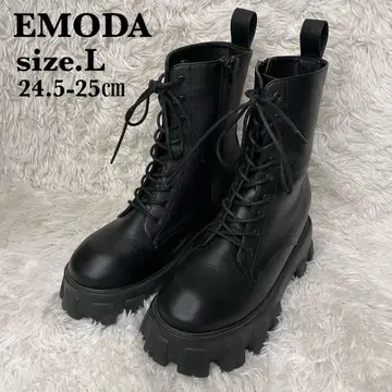 새상품급 EMODA 탱크 부츠 트랙 밑창 통굽 사이드 지퍼 블랙 9홀