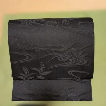 나고야 오비 블랙 파도 무늬 허리띠 포함