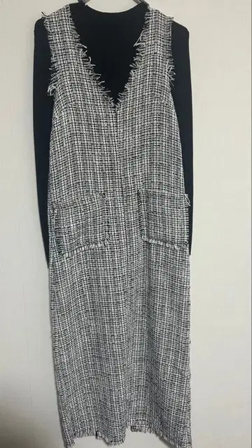 ZARA 트위드 점퍼 원피스 트위드 패턴