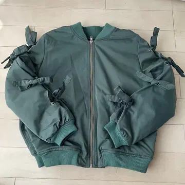 [!] candy stripper 아우터 리본 블루종 카키