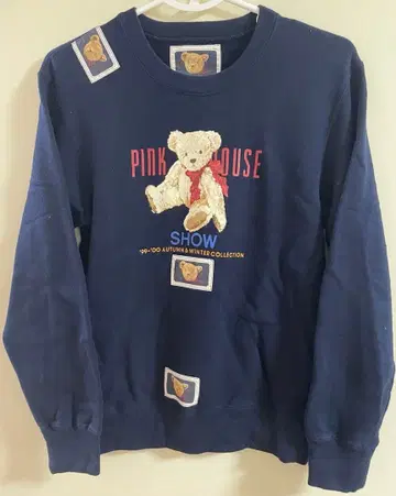 PINK HOUSE 곰 프린트 긴팔 스웨트 셔츠 여성용 M 사이즈
