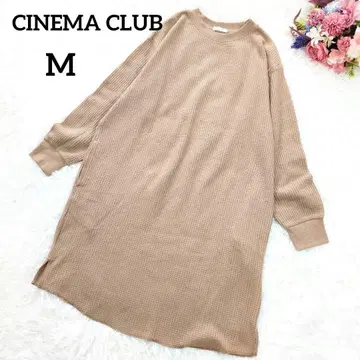 시네마 클럽 긴팔 튜닉 원피스 와플 M 브라운 베이지 6051