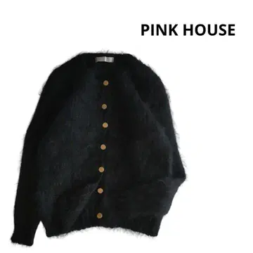 PINK HOUSE 울 가디건 모헤어 겉옷 골드 버튼 긴팔 블랙 컬러