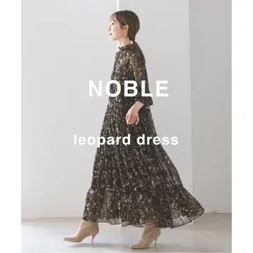 새상품급! NOBLE 레오파드 프린트 티어드 맥시 원피스 노블 표범 무늬