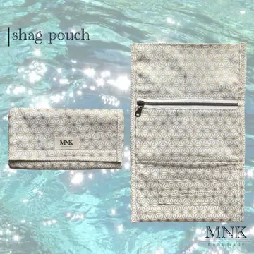 샤그 파우치 | 린넨 패턴 네이비 x 골드