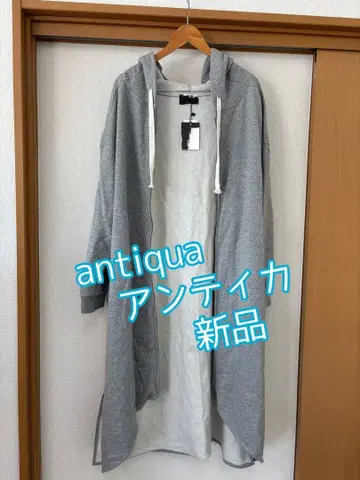 antiqua 후드 부착 롱 후드티 속기모