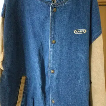 구제 의류 90s KRAFT 크라프트 치즈 기업 로고 데님 바시티 자켓