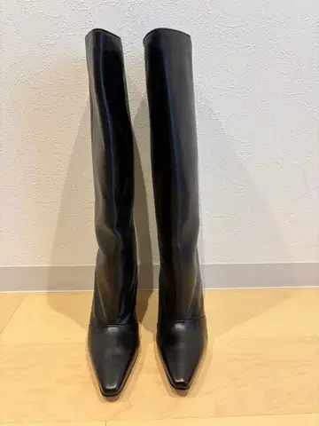 미사용 새상품 CORSO ROMA.9 블랙 가죽 스틸레토 롱 부츠