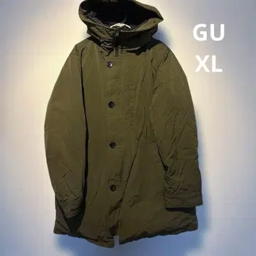 GU 남성용 XL 다운 코트 롱 카키