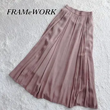 FRAMeWORK 절개 플레어 스커트 롱 스커트 핑크 드레이프감