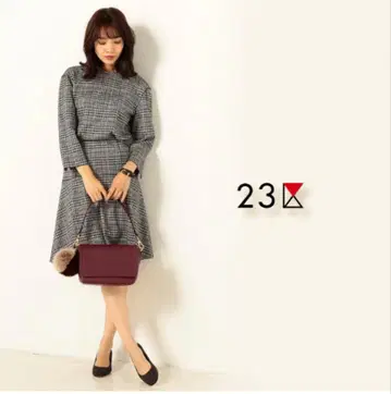 23구 셋업 스커트 7부 소매 풀오버 글렌체크 패턴 40