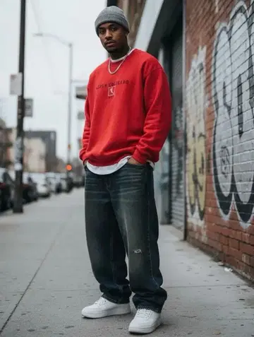 90s Hanes 헤비웨이트 맨투맨 빨간색 포인트 컬러