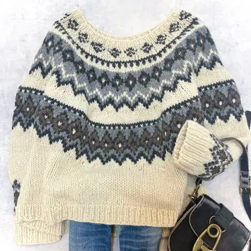6 (록) 유나이티드 애로우즈 노르딕 무늬 울 100% 니트 스웨터
