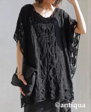 antiqua 면100% 레이스 돌먼 상의