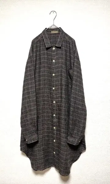 새상품급 CP SHADES 체크 무늬 린넨 셔츠 원피스 S 브라운 계열