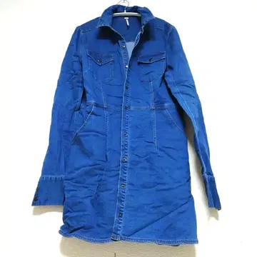 Free People 데님 셔츠 원피스 포켓 레이어드 미국 빈티지 의류