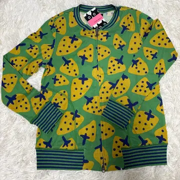 [ 미사용 새상품 ] 마타노 아츠코 딸기 무늬 W 지퍼 블루종 가디건