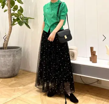 미사용 새상품 Ballsey 비즈 믹스 자수 개더 스커트