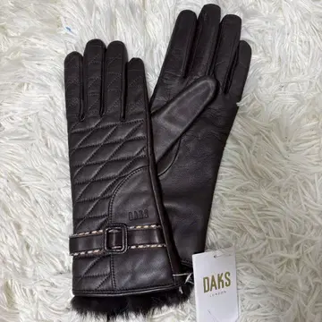 [ 미사용 새상품 ] DAKS 여성용 가죽 장갑 다크 브라운