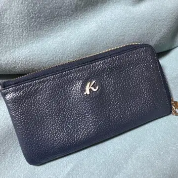 장지갑 키타무라 Kitamura 얇은 타입 L자 지퍼 네이비 지갑