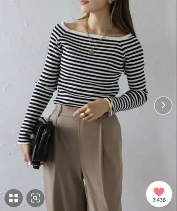 봉쥬르 사간 스퀘어 넥 긴팔 리브 니트