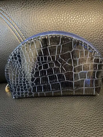 네이비 나염 크로커다일풍 파우치 인디고