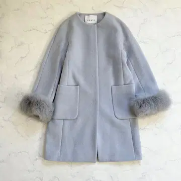 ANAYI 아나이 더블 비버 퍼 노카라 코트 폭스