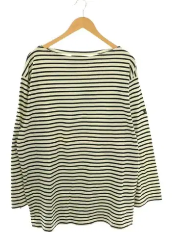 우티 OUTIL 보더 보트넥 바스크 셔츠 롱 T 3 화이트 블랙