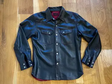플랫 헤드 RJB 라무 가죽 셔츠 40
