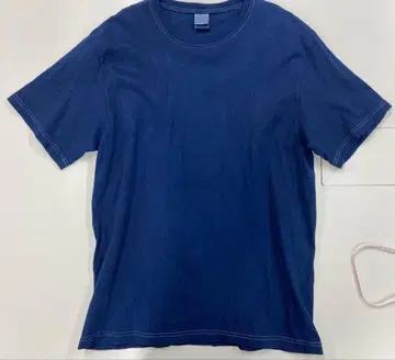 네이비 크루넥 T셔츠 네이비 나염 초목 염색 코튼