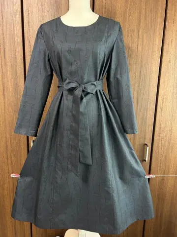 기모노 리메이크 오시마 명주 순수 실크 원피스 허리 리본  기모노