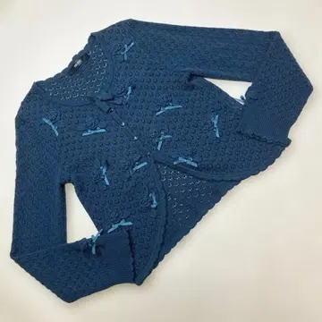 핑크하우스 블루 꽃 모티브 니트 가디건/2022년 가을