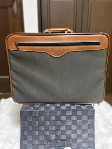 비즈니스 백 그레이/브라운 나일론/가죽